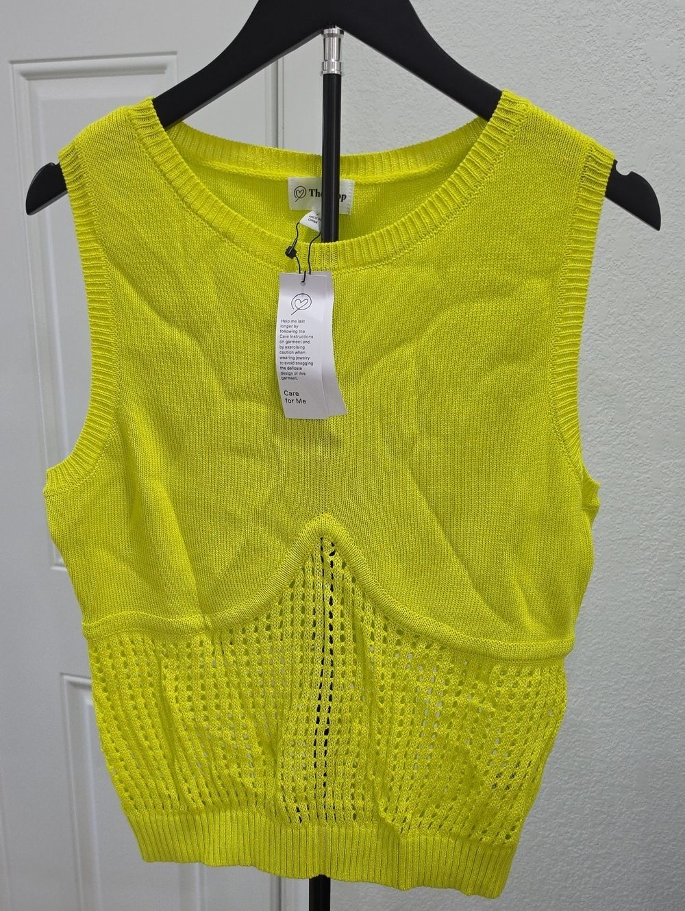 Sleeveless Neon Yellow Knit Tank Top by The Drop Sz. L